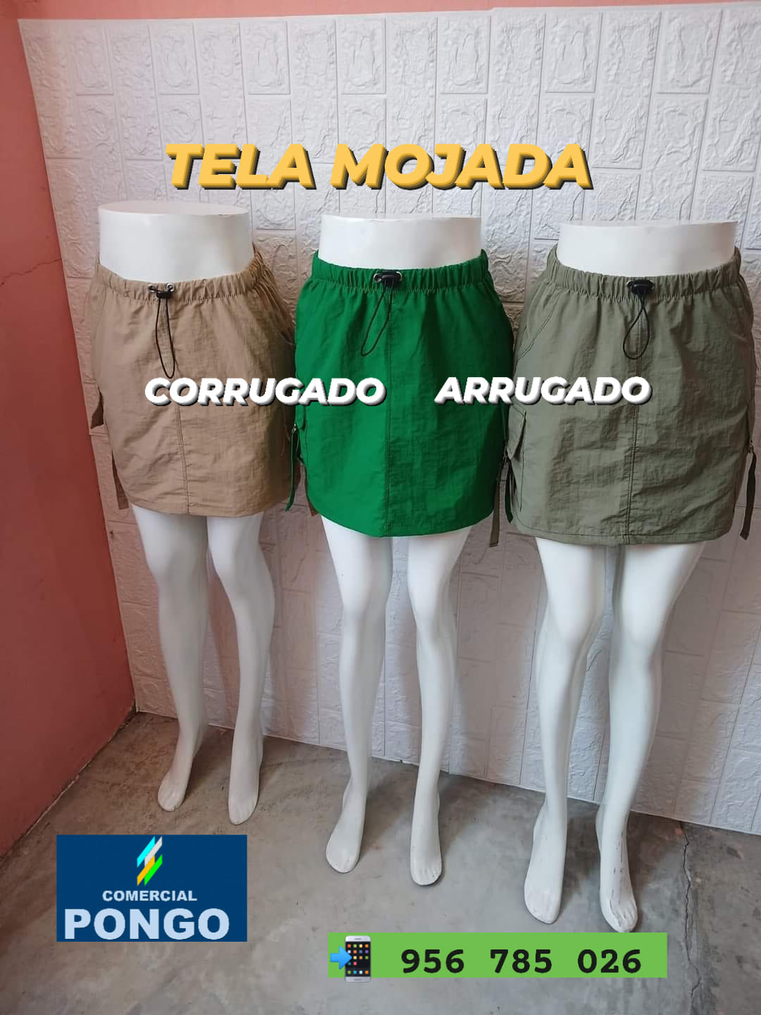 Tela Mojada Corrugado o Arrugado Comercial Pongo