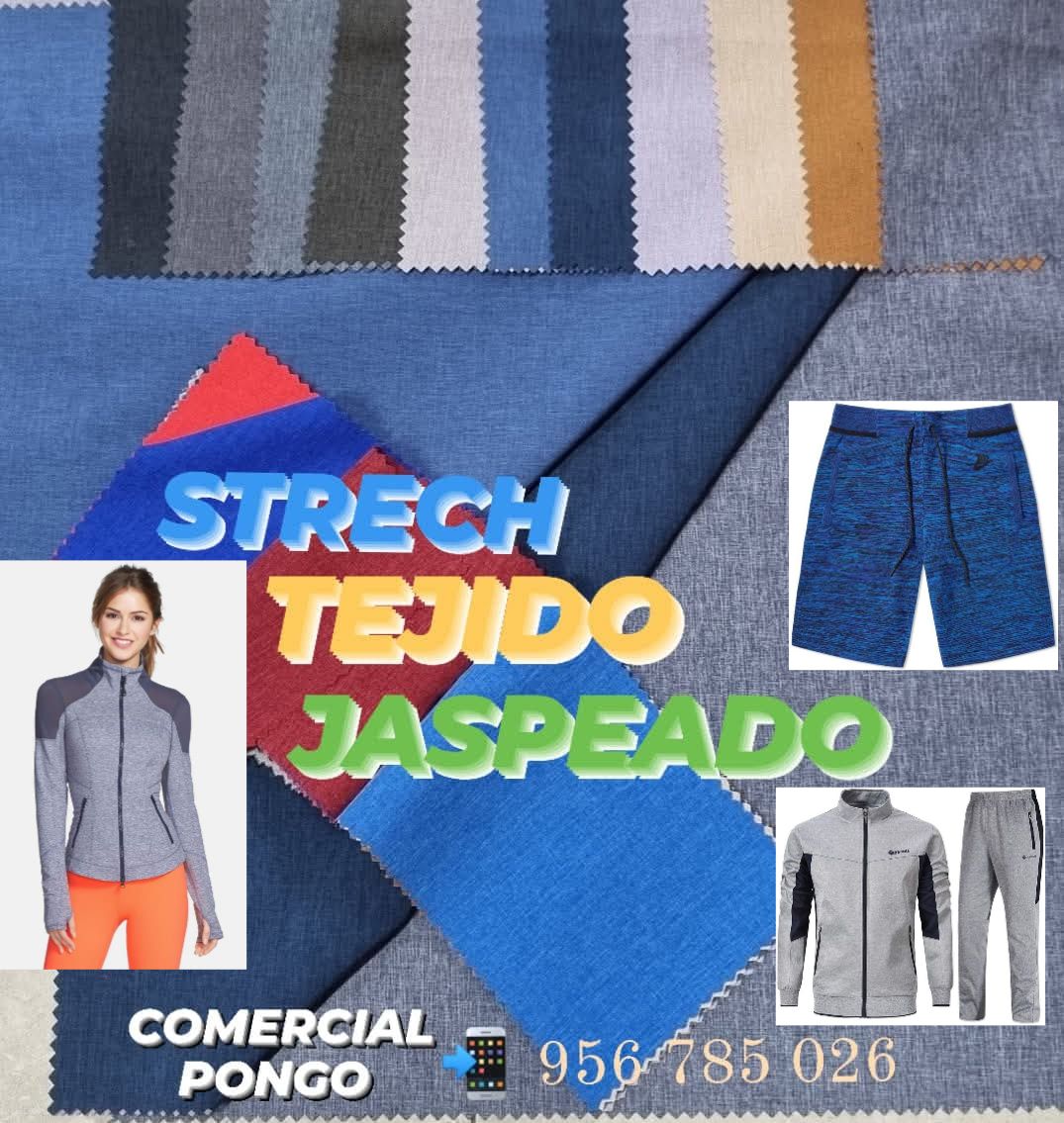 Strech Tejido Jaspeado Comercial Pongo